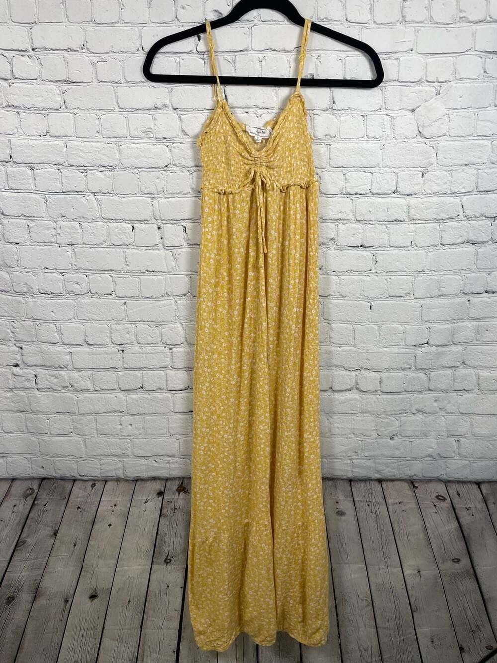 Hippie Rose Yellow Floral Smocked Maxi Dress Size S